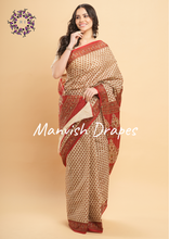 Load image into Gallery viewer, Mul Mul Pure Cotton Saree with Block Prints (RED)