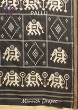 Load image into Gallery viewer, Mul Mul Pure Cotton Saree with Ikat Prints all over (GREY-BLACK COMBINATION)