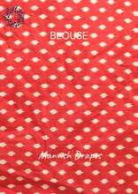 Load image into Gallery viewer, Mul Mul Pure Cotton Saree with Ikat Prints all over (GREY-RED COMBINATION-PEACOCK)