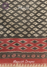 Load image into Gallery viewer, Mul Mul Pure Cotton Saree with Ikat Prints all over (BLACK PATOLA)