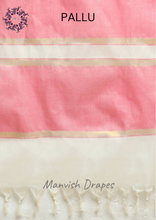 Load image into Gallery viewer, Plain Kerala Kasavu Pure Cotton Saree with Woven Border (PINK BORDER)