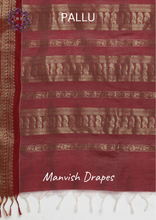 Load image into Gallery viewer, Gadwal Silk Cotton Sarees with Zari Buttas all over and Contrast Borders on both sides (WHITE MAROON COMBINATION)