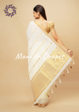 Load image into Gallery viewer, Kerala Kasavu Pure Cotton Saree with Zari Tissue Border and Zari Woven Pallu.