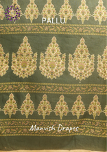 Load image into Gallery viewer, Mul Mul Pure Cotton Saree with Block Prints (GREEN)