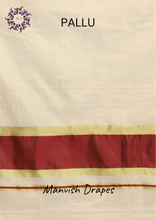 Load image into Gallery viewer, Plain Tissue Kerala Kasavu Pure Cotton Saree with Zari Tissue Border (MAROON)