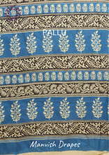 Load image into Gallery viewer, Mul Mul Pure Cotton Saree with Block Prints (BLUE)
