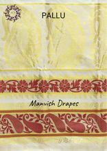 Load image into Gallery viewer, Kerala Kasavu Pure Cotton Saree with Zari Checks all over ,Woven Border and Woven Pallu