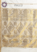 Load image into Gallery viewer, Kerala Kasavu Pure Cotton Saree with Buttas all over ,Tissue Border and Woven Pallu (DIAMOND PALLU)