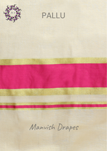 Load image into Gallery viewer, Plain Tissue Kerala Kasavu Pure Cotton Saree with Zari Tissue Border (PINK)