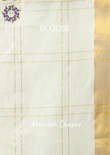 Load image into Gallery viewer, Kerala Kasavu Pure Cotton Saree with Zari Checks all over ,Tissue Border and Woven Pallu(MAROON)