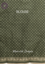 Load image into Gallery viewer, Mul Mul Pure Cotton Saree with Block Prints (GREEN)