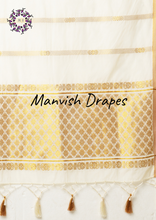 Load image into Gallery viewer, Kerala Kasavu Pure Cotton Saree with Zari Tissue Border and Zari Woven Pallu.