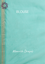 Load image into Gallery viewer, Kanchi Cotton Sarees with Buttas all over and Zari Tissue Borders on both sides (SEA GREEN)