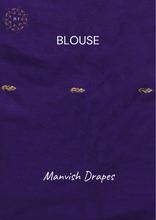 Load image into Gallery viewer, Gadwal Silk Cotton Sarees with Zari Buttas all over and Contrast Borders on both sides (VIOLET RANI COMBINATION)