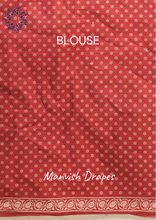 Load image into Gallery viewer, Mul Mul Pure Cotton Saree with Block Prints (RED)