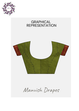 Load image into Gallery viewer, Gadwal Silk Cotton Sarees with Zari Buttas all over and Contrast Borders on both sides (CHUTNEY GREEN MAROON COMBINATION)