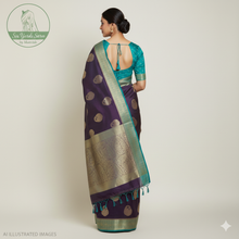 Load image into Gallery viewer, Banaras Georgette Saree with Paisley Buttis all over with Contrast Border,Pallu and Blouse- Jamoon