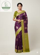 Load image into Gallery viewer, Banaras Georgette Saree with Paisley Buttis all over with Contrast Border,Pallu and Blouse-Maroon