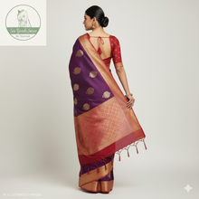 Load image into Gallery viewer, Banaras Georgette Saree with Paisley Buttis all over with Contrast Border,Pallu and Blouse-Maroon