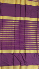 Load image into Gallery viewer, Semi Mysuru Crepe Saree with Contrast Border and Striped body.