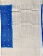 Load image into Gallery viewer, Semi Mysuru Crepe Checkered Saree with Contrast Off-White Border and Off-White Blouse with Color Options