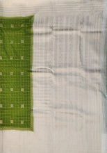 Load image into Gallery viewer, Semi Mysuru Crepe Checkered Saree with Contrast Off-White Border and Off-White Blouse with Color Options