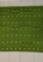 Load image into Gallery viewer, Semi Mysuru Crepe Checkered Saree with Contrast Off-White Border and Off-White Blouse with Color Options