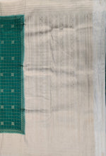 Load image into Gallery viewer, Semi Mysuru Crepe Checkered Saree with Contrast Off-White Border and Off-White Blouse with Color Options