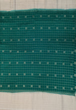 Load image into Gallery viewer, Semi Mysuru Crepe Checkered Saree with Contrast Off-White Border and Off-White Blouse with Color Options