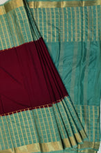 Load image into Gallery viewer, Semi Mysuru Crepe Saree with Checkered Contrast Border,Pallu and Blouse-With Color Options