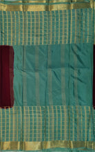 Load image into Gallery viewer, Semi Mysuru Crepe Saree with Checkered Contrast Border,Pallu and Blouse-With Color Options