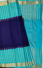 Load image into Gallery viewer, Semi Mysuru Crepe Saree with Checkered Contrast Border,Pallu and Blouse-With Color Options