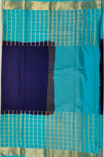 Load image into Gallery viewer, Semi Mysuru Crepe Saree with Checkered Contrast Border,Pallu and Blouse-With Color Options