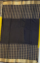 Load image into Gallery viewer, Semi Mysuru Crepe Saree with Checkered Contrast Border,Pallu and Blouse-With Color Options