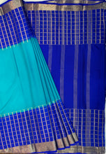 Load image into Gallery viewer, Semi Mysuru Crepe Saree with Checkered Contrast Border,Pallu and Blouse-With Color Options