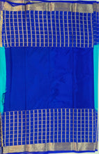 Load image into Gallery viewer, Semi Mysuru Crepe Saree with Checkered Contrast Border,Pallu and Blouse-With Color Options