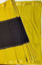 Load image into Gallery viewer, Semi Mysuru Crepe Saree with Checkered Contrast Border,Pallu and Blouse-With Color Options