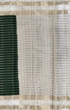 Load image into Gallery viewer, Semi Mysuru Crepe Striped Saree with Contrast Off-White Border and Off-White Bouse