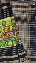 Load image into Gallery viewer, Semi Mysuru Crepe Saree with Baluchari Printed Body,Contrast Border,Pallu and Blouse with Color Options