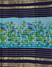 Load image into Gallery viewer, Semi Mysuru Crepe Saree with Kamalkari-Pichwai Printed Body,Contrast Border,Pallu and Blouse with Color Options.