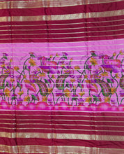 Load image into Gallery viewer, Semi Mysuru Crepe Saree with Kamalkari-Pichwai Printed Body,Contrast Border,Pallu and Blouse with Color Options.