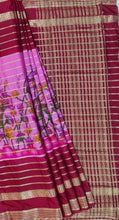 Load image into Gallery viewer, Semi Mysuru Crepe Saree with Kamalkari-Pichwai Printed Body,Contrast Border,Pallu and Blouse with Color Options.
