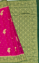 Load image into Gallery viewer, Banaras Chinnon Crepe Saree with Contrast Border,Pallu and Blouse.