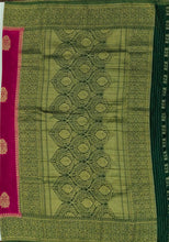 Load image into Gallery viewer, Banaras Chinnon Crepe Saree with Contrast Border,Pallu and Blouse.