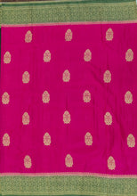 Load image into Gallery viewer, Banaras Chinnon Crepe Saree with Contrast Border,Pallu and Blouse.