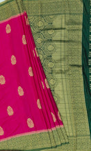 Load image into Gallery viewer, Banaras Chinnon Crepe Saree with Contrast Border,Pallu and Blouse.