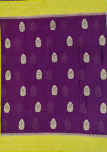 Load image into Gallery viewer, Banaras Chinnon Crepe Saree with Contrast Border,Pallu and Blouse.