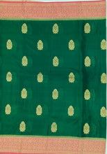 Load image into Gallery viewer, Banaras Chinnon Crepe Saree with Contrast Border,Pallu and Blouse.