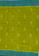 Load image into Gallery viewer, Banaras Chinnon Crepe Saree with Contrast Border,Pallu and Blouse.