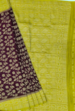 Load image into Gallery viewer, Banaras Chinnon Crepe Saree with Contrast Border,Pallu and Blouse. (Copy)